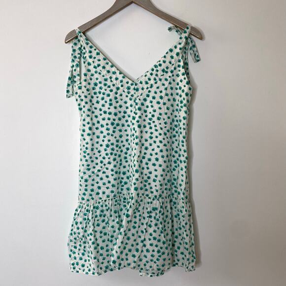REBECCA TAYLOR Daisy Poplin Green Polka Dot Mini Dress Size Small - Picture 8 of 9